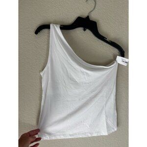 Women's The Drop One-Shoulder Tank Top Size M White